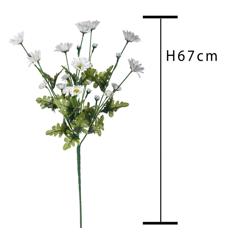 Set 6 Mazzetti di Margherita con Fiori Artificiali H 67 cm Bianco