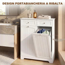 Mobile Bagno Salvaspazio 78x38x90 cm con 2 Cassetti e 2 Cesti Portabiancheria in MDF Bianco      