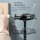 Tavolino Porta PC 58x34x72-90 cm con Ruote in Truciolato e Metallo Nero