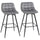 Set 2 Sgabelli Imbottite da Bar 45x47x88 cm in Metallo e Tessuto Vellutato Grigio