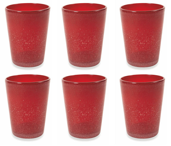 acquista Set 6 Bicchieri Ø8x10 cm in Vetro Villa d'Este Home Tivoli Cancun Rossi