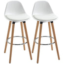 Set 2 Sgabelli da Bar Stile Nordico con Cuscino e Gambe in Legno Bianco 