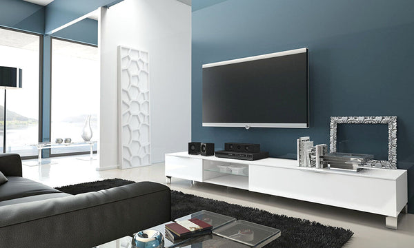 acquista Mobile TV 2 Ante a Ribalta 2 Nicchie 31x180x45cm TFT  Sola Bianco Lucido