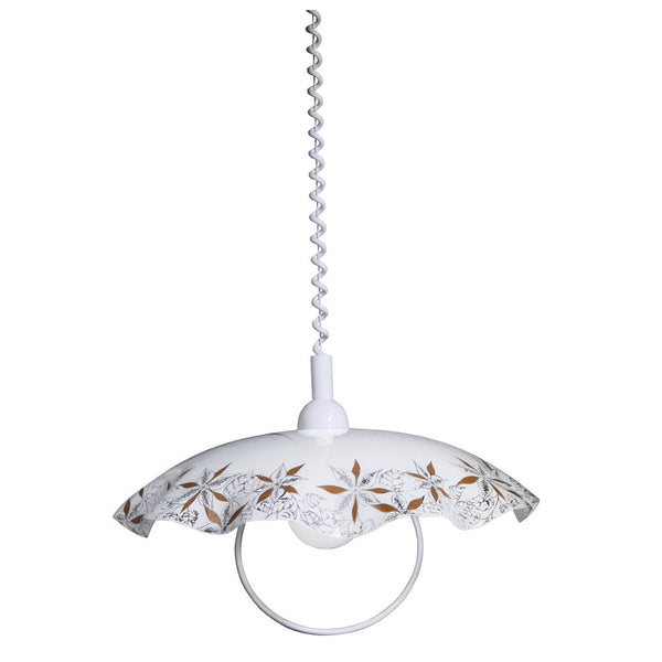 sconto Saliscendi D45 1xE27 Montatura Bianca Vetro Lastra Bianco E-Energy Brigitta