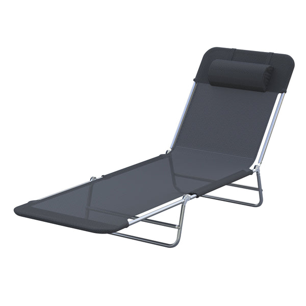 Lettino Prendisole Pieghevole da Giardino in Acciaio e Tessuto 185x56x24,5 cm Nero prezzo