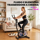 Cyclette Magnetica con Resistenza a 8 Livelli 86x51x128 cm Display LCD e App Bluetooth in Metallo Nero      