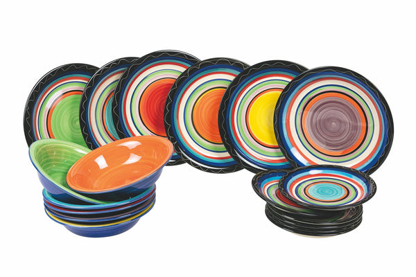acquista Servizio Piatti 18 Pezzi in Stoneware Villa d'Este Home Tivoli Cancun Multicolor