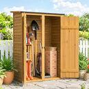 Capanno Armadio Porta Attrezzi da Giardino 115x53x156 cm con Ripiani Interni in Legno di Abete Marrone      