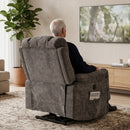 Poltrona Elettrica Alzapersona Reclinabile 155° 98x99x104 cm con Massaggio 8 Punti e Riscaldamento in Ciniglia Grigio Chiaro      
