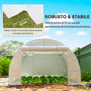 Telo per Serra 4x3x2 m con 8 Finestre Porta Avvolgibile e Bordi Interrati in PE Bianco