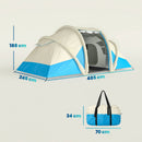 Tenda Gonfiabile 485x245x188 cm Facile da Montare 4 Persone 2 Camere da Letto in TPU e Tessuto Oxford 210D Blu      