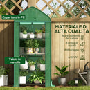 Serra per Piante a 4 Ripiani con Porta Avvolgibile 69x49x158 cm in Metallo e PE Verde Scuro