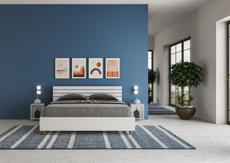 Letto Matrimoniale Testata Doghe Inclinata Ankel Bianco Frassino Varie Misure