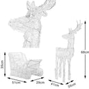 Slitta e Renne Natalizie 3D Luminose 240 LED da Esterno a Batteria in Plastica e Metallo Bianco Freddo      