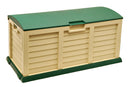 Cassapanca Baule da Esterno Rettangolare 140x61x69cm in Resina con Ruote Bauer Beige e Verde