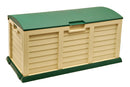 Cassapanca Baule da Esterno Rettangolare 140x61x69cm in Resina con Ruote Bauer Beige e Verde