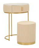 Comodino Toeletta con Puff Pok Ø52x70 cm in Pino e MDF e Spugna e PU e Metallo      