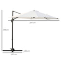 Ombrellone Decentrato da Giardino in Acciaio Ø2,95x2,5 m 360° Bianco Crema 