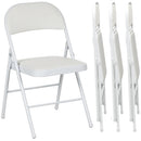 Set 4 Sedie Pieghevoli Imbottite 45x46x78 cm in Finta Pelle PU e Acciaio Bianco      
