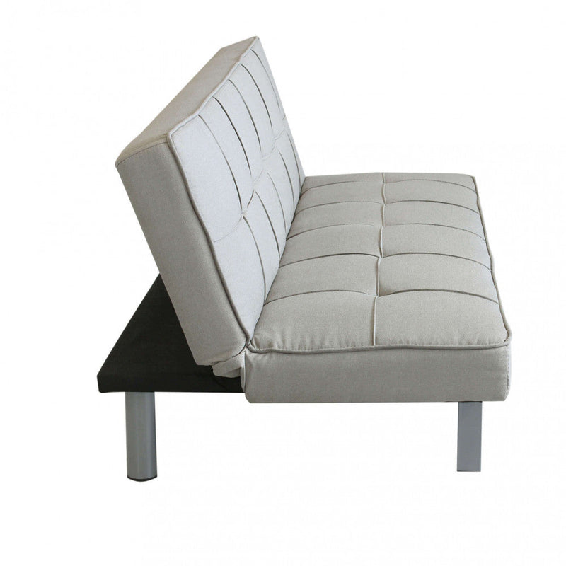 Divano Letto Aaron 178x80x71 cm in Tessuto Grigio chiaro