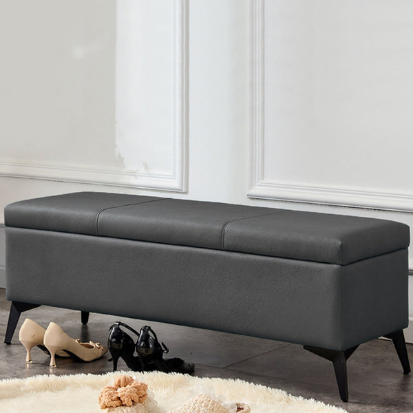 Cassapanca Contenitore Ecopelle Panca Pouf con Piedini in Metallo Grigio Scuro prezzo