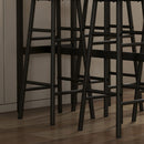 Set Tavolo Alto Rettangolare con Sgabelli in MDF e Acciaio Nero e Marrone