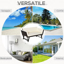 Divano da Giardino 2 Posti Trasformabile in Lettino in Rattan Sintetico Bianco 129x66x79 cm