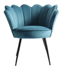 Poltrona a Conchiglia 66x61x76 cm in Tessuto Vellultato Nero/Blu