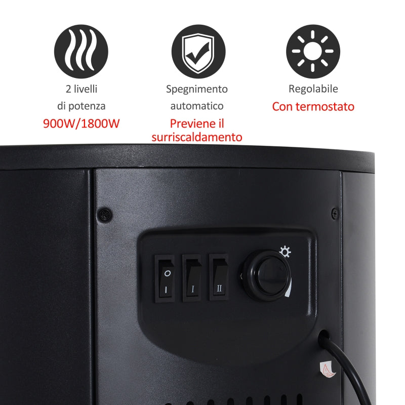 Camino Elettrico da Terra Effetto Fiamma 1800W Nero 