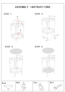 Carrello Panama Round Ø51x74 cm in Ferro e Vetro e Plastica Marrone      