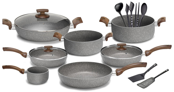 Batteria di Pentole 16 Pezzi in Alluminio Antiaderente Olympia Woody online