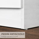 Comodino Camera da Letto 40x35x58 cm con 3 Cassetti Maniglie in Alluminio e Design Anti-Ribaltamento in Truciolato Bianco      