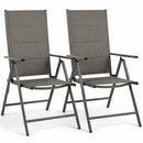 Set 2 Sedie Sdraio Pieghevoli e Salvaspazio con Schienale Alto Ergonomico in Tessuto Tecnico Grigio      