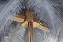 Lampada da Tavolo Palm Grigia Ø40x55 cm in Ferro e Plastica Oro e Grigio      
