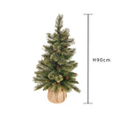 Mini Albero di Natale Artificiale Abete H90 cm Sacco con Glitter 110 Tips Verde