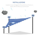 Tenda Vela Ombreggiante Triangolare 5x5x5m in Polietilene Strisce Blue e Bianco