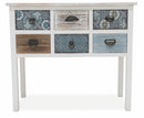 Consolle 6 Cassetti 90x38x78,5 cm in Legno Soriani Bianco Anticato