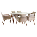 Tavolo da Giardino in Polyrattan Rettangolare 160x90x75cm Tirreno Naturale