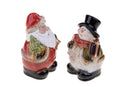 Set 4 Statuine Babbo Natale + Pupazzo di Neve 13,5 cm in Porcellana