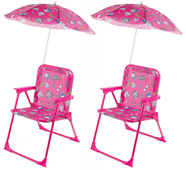 prezzo Set 2 Sedie Mare Spiaggine Pieghevoli per Bambini con Ombrello Soriani Oxford Glamour