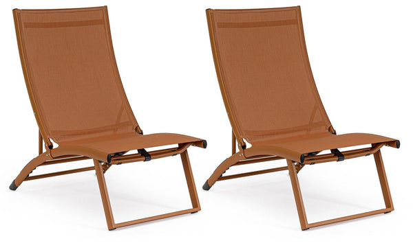 online Set 2 Poltrone da Giardino 53x166,5x90 cm in Alluminio Taylor Pecan