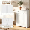 Mobile Bagno Salvaspazio 78x38x90 cm con 2 Cassetti e 2 Cesti Portabiancheria in MDF Bianco      