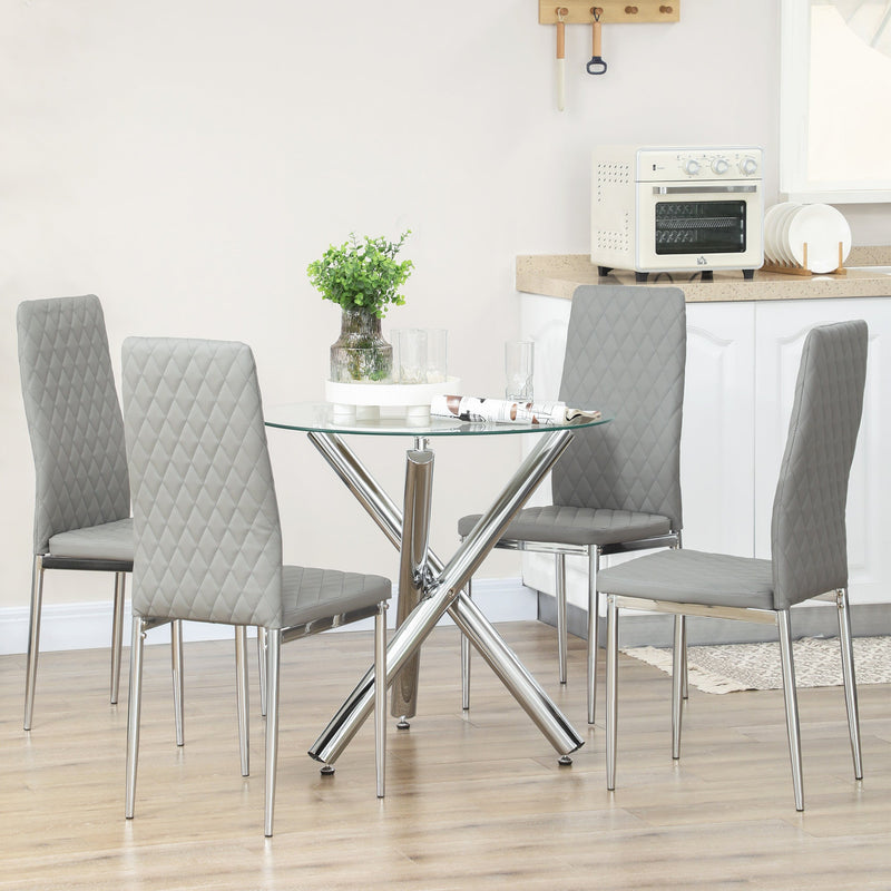 Hallowood Furniture Cullompton - Set di 2 tavolo da pranzo e sedie, tavolo rotondo con piano in legno, tavolino da cucina e sedie in tessuto grigio con gambe in metallo nero, set Hallowood Furniture Cullompton - Set di 2 tavolo da pranzo e sedie, tavolo rotondo con piano in legno, tavolino da cucina e sedie in tessuto grigio con gambe in metallo nero, set