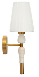 Lampada da Muro Budapest 16x20x46 cm in Ferro e Tessuto Oro e Bianco      