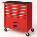 Carrello Portautensili 45x45x105 cm con 4 Cassetti Carrellino per Utensili in Acciaio Rosso      