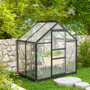 Serra da Giardino 190x132x201 cm con Porta Scorrevole e Finestra in Policarbonato e Alluminio Grigio      