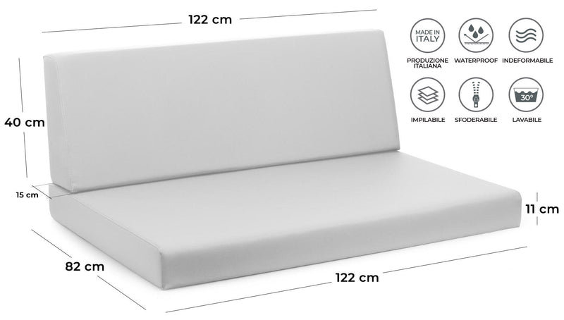 Cuscini per Pallet 120x80 cm Seduta e Schienale in Similpelle Mariotti Reforma Bianco
