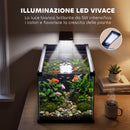 Acquario 45x25x25,5 cm Capacità 24L con Filtro Luce LED e Pompa dell'Acqua in Vetro Temperato Nero      