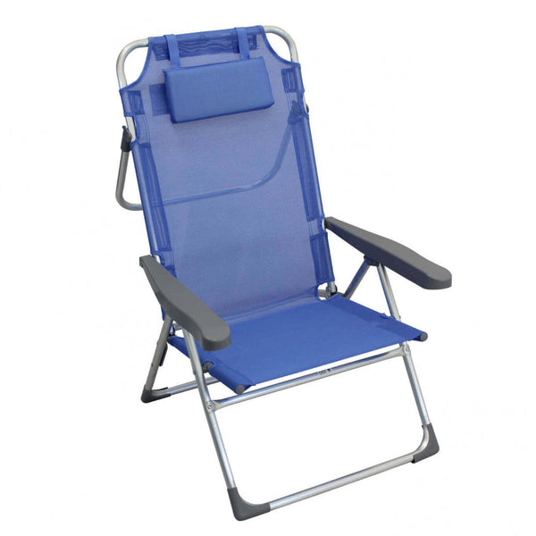 Spiaggina Bibione Alta con Cuscino 67x65x99 h cm in Textilene Azzurro sconto