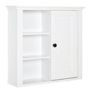 Mobiletto da Parete Salvaspazio 4 Ripiani Anta in Legno Bianco 53x14.5x50.5 cm
